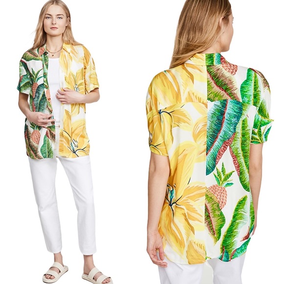 Anthropologie FARM RIO Azalea Forest Boy Shirt Tropical S - Picture 2 of 10